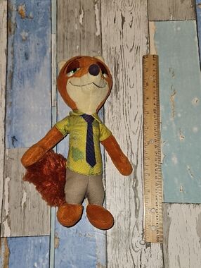 Disney Zootopia Orange Fox Plush with Green Shirt and Blue Tie